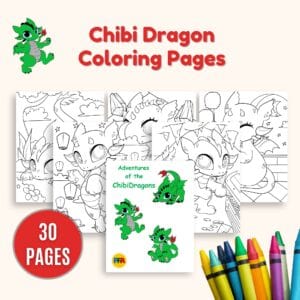 Adorable baby dragon coloring sheet with big eyes and playful design