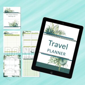 Jungle Travel Planner 1 main picture showing the front page of the Travel Planner and a number of internal sample pages