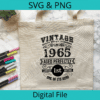 Vintage 1965 SVG/PNG design shown on a tote bag mockup