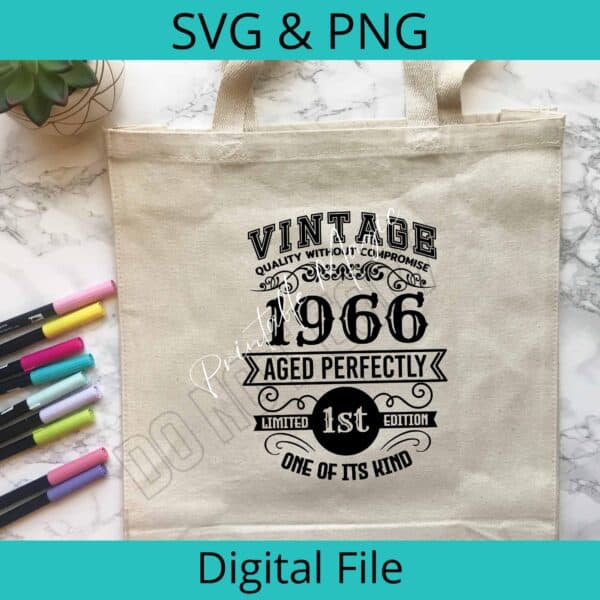 Tote Bag Mockup with Vintage 1966