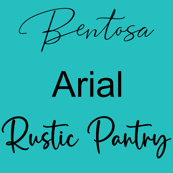 Bentosa, Arial and Rustic Pantry fonts to choose your name on the tumbler