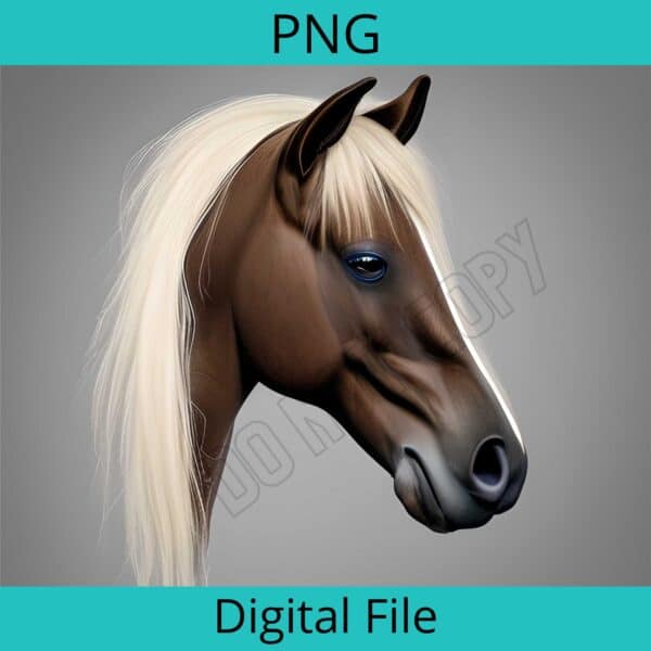 Horse with white mane design to suit tumblers and other projects. Sublimation or printable PNG file
