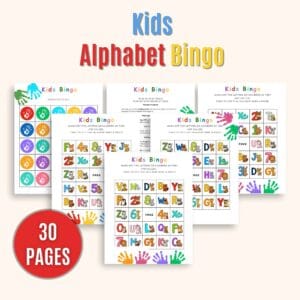 Educational bingo game teaching ABCs through animals – instant download PDF
