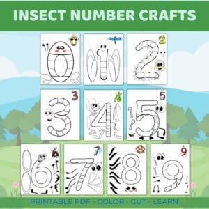 Kids coloring and assembling insect-themed numbers for a fun learning activity.