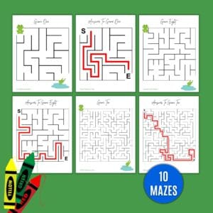 Printable kids maze featuring a frog finding his pond, easy activity sheet for younger children