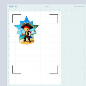 View of Loklik iCraft using Print to Cut with the Pirate pop up picture showing